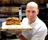 Kevin Davis w vegetarian lasagna.JPG